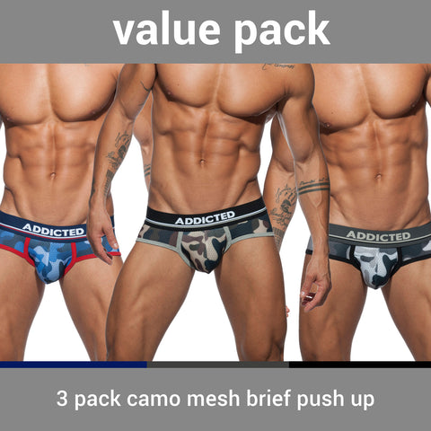 Addicted 3 Pack Camo Mesh Brief Push Up