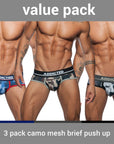 Addicted 3 Pack Camo Mesh Brief Push Up