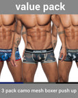 Addicted 3 Pack Camo Mesh Boxer Push Up