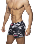 ADDICTED CAMOUFLAGE SWIMWEAR SHORT BLACK