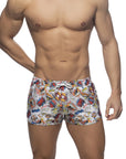 ADDICTED COMIC SWIMWEAR SHORTS WHITE