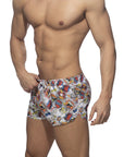 ADDICTED COMIC SWIMWEAR SHORTS WHITE