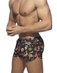 ADDICTED COMIC SWIMWEAR SHORTS BLACK