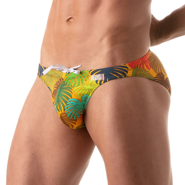 TOF PARIS FLORAL SWIM BIKINI BRIEFS YELLOW